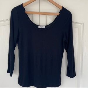 Aritzia Babaton 3/4 Sleeve Black Tee Shirt Large
